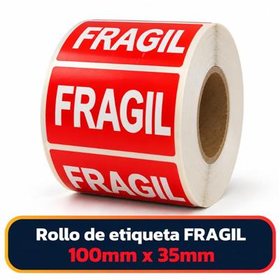 Rollo de etiqueta Ilustración FRAGIL 100mm x 35mm x (B40 ROLLO x 500)